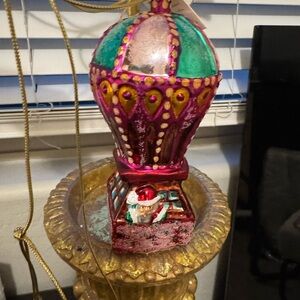 Christopher Radko Vintage Rare Above & Beyond Hot Air Balloon Gold Rope  New